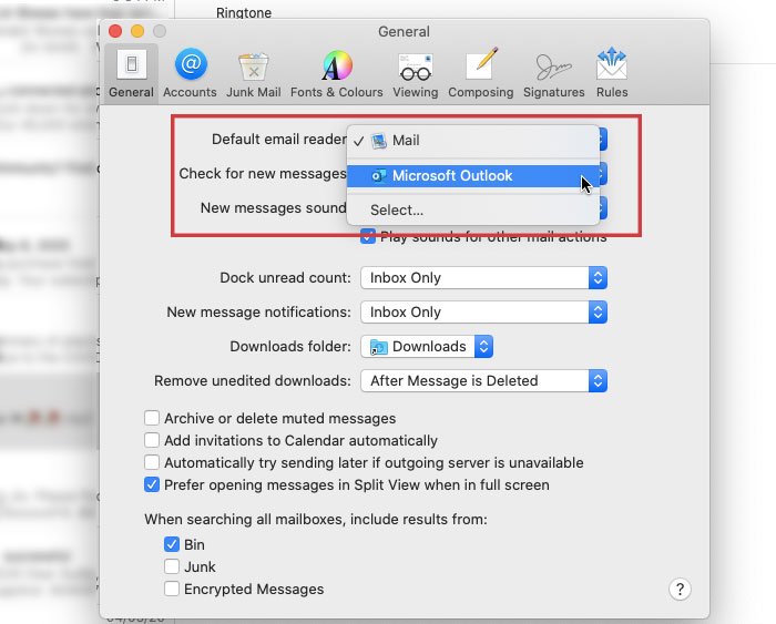 where is link button on outlook for mac
